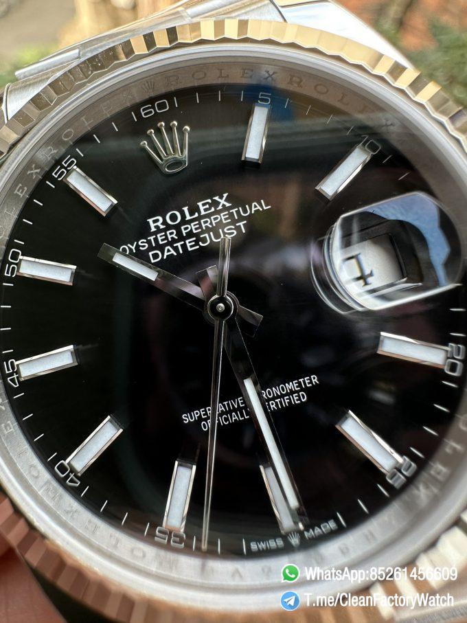 Clean Factory Watch Rolex Datejust 41mm 126334 Black Dial Fluted Bezel Luminous Hour Markers Oyster Bracelet SH3235 Movement 02
