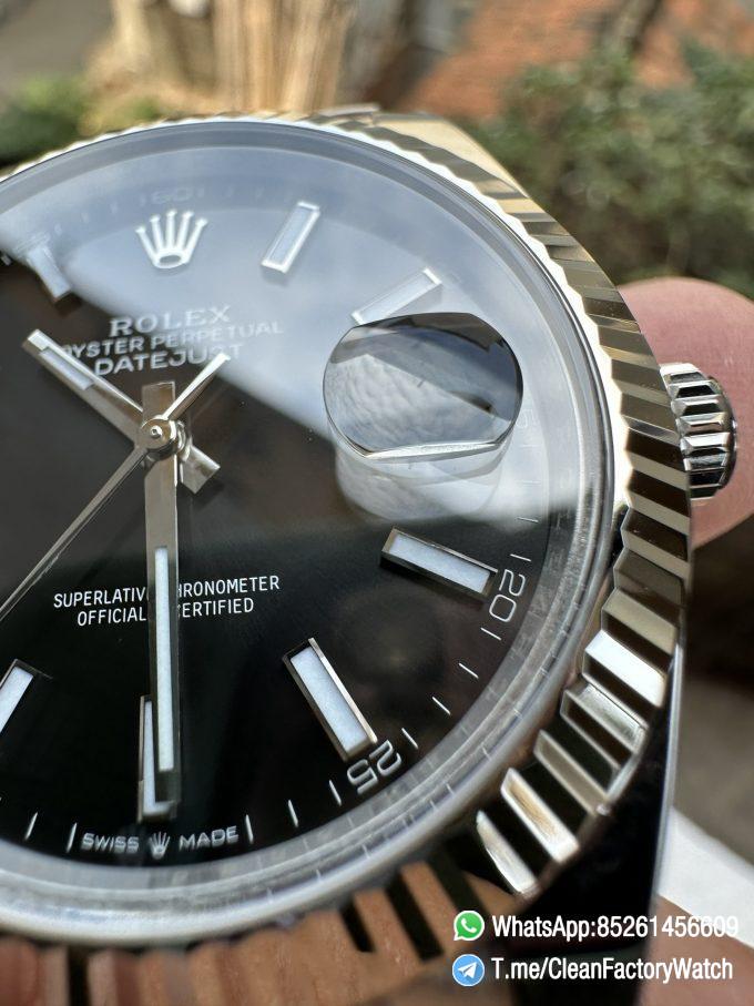 Clean Factory Watch Rolex Datejust 41mm 126334 Black Dial Fluted Bezel Luminous Hour Markers Oyster Bracelet SH3235 Movement 03
