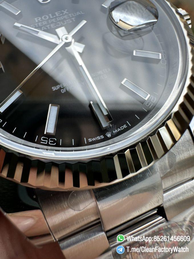 Clean Factory Watch Rolex Datejust 41mm 126334 Black Dial Fluted Bezel Luminous Hour Markers Oyster Bracelet SH3235 Movement 04